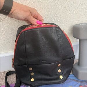 Hammitt Black Leather Backpack with Gold Accents-
